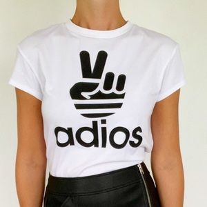 Rebel Society white adios peace sign tee size XS